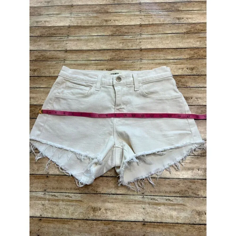 L'Agence Cream Audrey Shorts 25 Mid Rise Vintage White